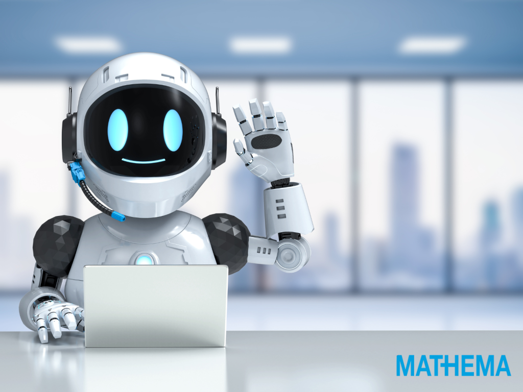 A robot symbolising the LLM answering questions